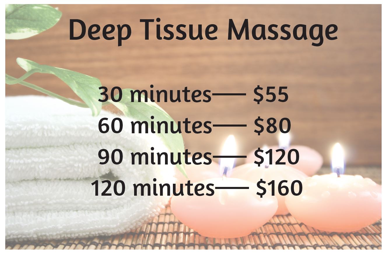 Deep tissue massage prices at Milton Massage