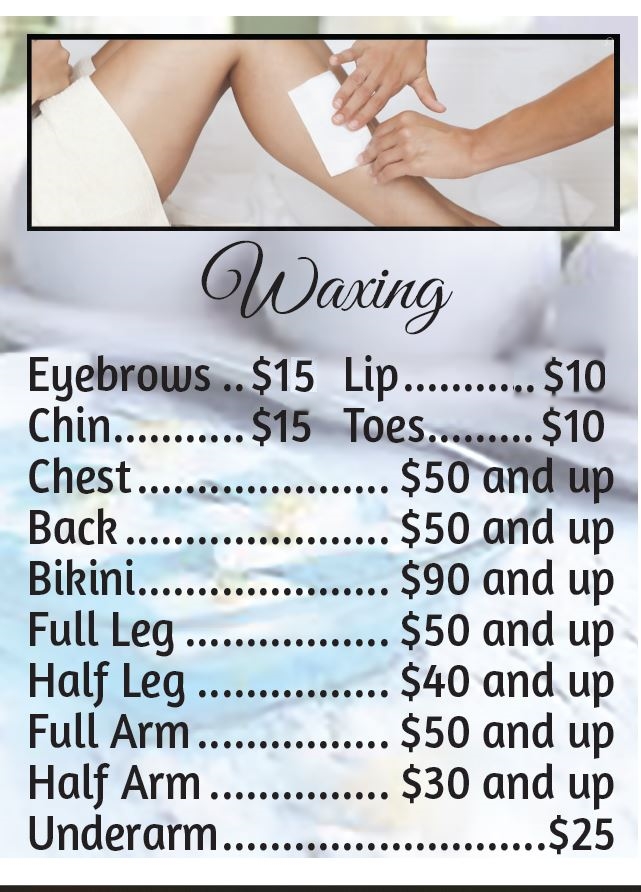 Waxing service options and prices at Milton Massage